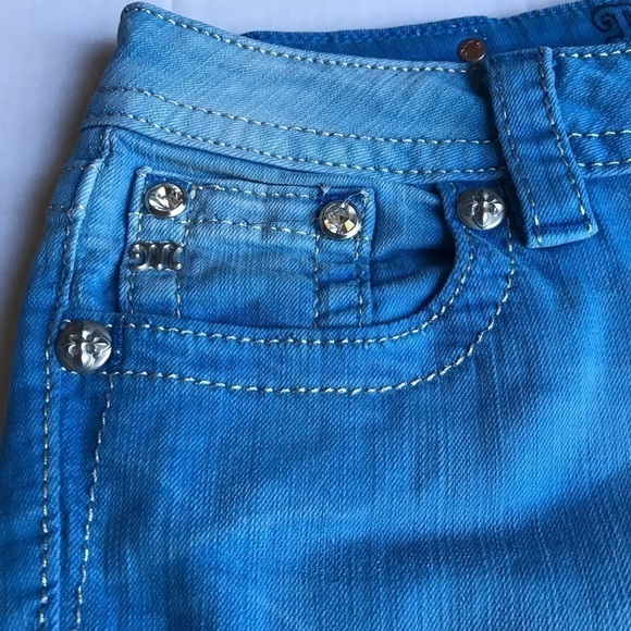 Miss Me Bermuda Pacific Blue Embellished Shorts - Picture 2 of 12